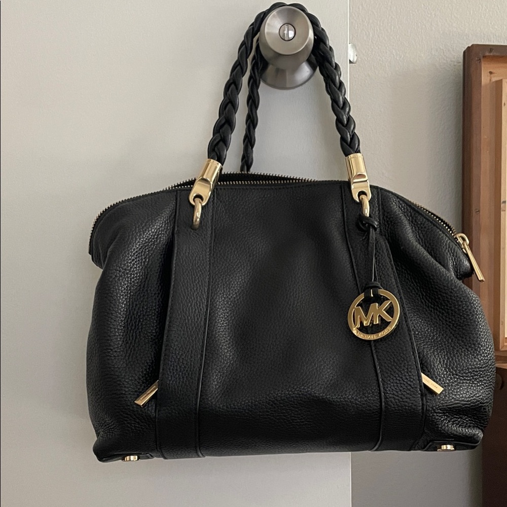 Michael Kors Black Satchel with Gold Accents